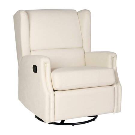 Flash Furniture Omma Swivel Glider Rocker Recliner Chair, Manual 360 Degree Swivel Wingback Recliner, Cream CY-RAC-537-CRM-GG